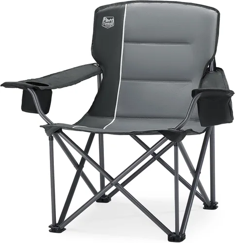 Vista 14 de Timber Ridge Silla de campamento acolchada para 3 personas con portavasos y bolsillos, sillas de campamento plegables para exteriores, capacidad