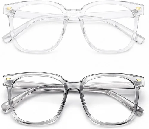 Vista 9 de PANNER Gafas cuadradas de gran tamaño con bloqueo de luz azul antideslumbrante para computadora Naranja claro