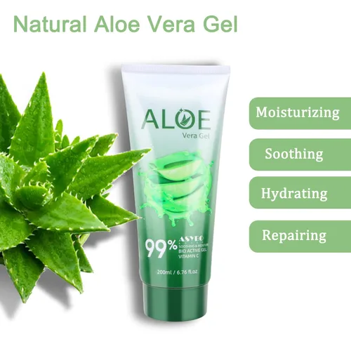 Vista 3 de Gel de aloe vera de 200 x 0.1 fl oz, 99% orgánico puro aloe vera hidratante facial y corporal, crema de aloe natural para piel seca, quemaduras