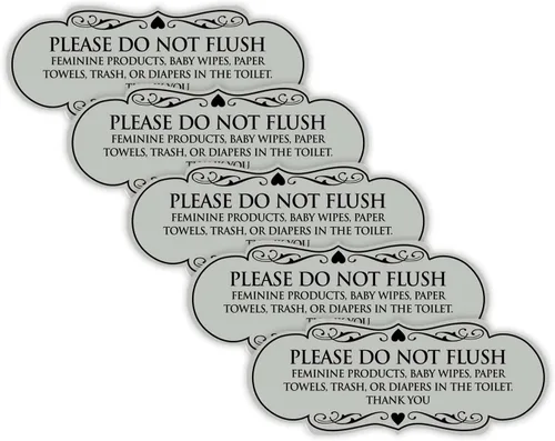 Vista 43 de Signs ByLITA Designer Please Do Not Flush Etiqutte Letrero (negro) - Pequeño 1 paquete