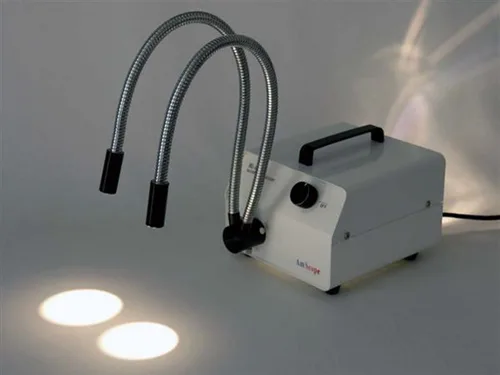 Vista 3 de AmScope Luz dual del microscopio del cuello de cisne de la fibra óptica HL150-AY 150W