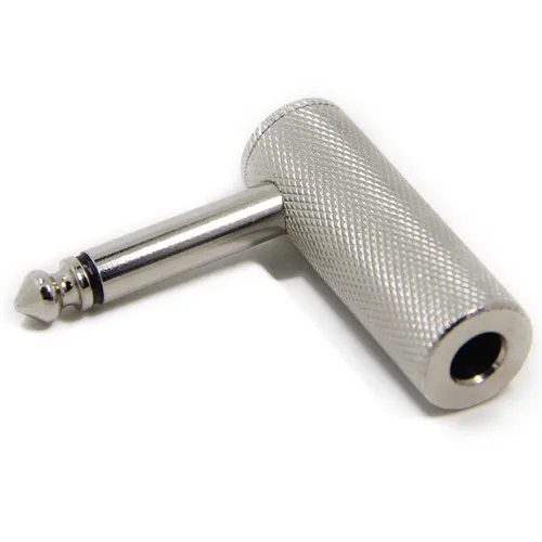 Vista 2 de Ancable Paquete de 2 adaptadores de cable de guitarra de ángulo recto de 1/4 de pulgada, conector de metal resistente TS mono macho a hembra