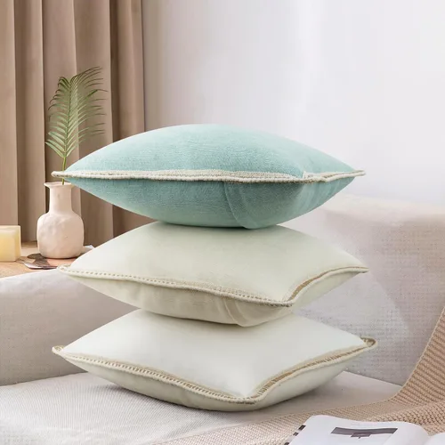 Vista 8 de Merrycolor Juego de 2 fundas de almohada decorativas de granja de 18 x 18 pulgadas, fundas de almohada beige texturizadas, fundas de almohada