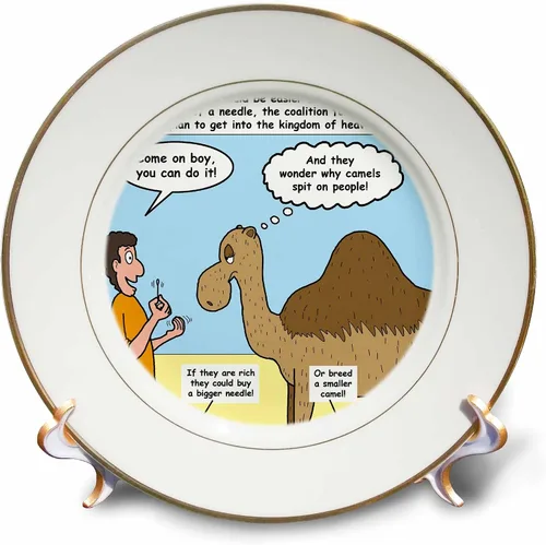 Vista 2 de 3dRose cp_2638_1 Plato de porcelana Parábola Camel a través del ojo de una aguja, 8