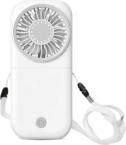 Vista 16 de Ventilador portátil para el cuello mini, silencioso, de mano, personal, plegable, recargable por USB, operado para el hogar, oficina, exteriores