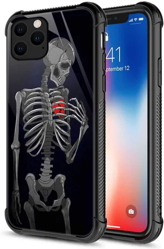 Vista 24 de ZHEGAILIAN Funda compatible con iPhone 12/12 Pro, funda de invasión de vaca alienígena OVNI, parte trasera de vidrio templado + funda protectora