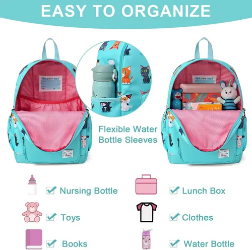 Vista 4 de VASCHY - Mochila preescolar para niños y niñas, liviana, resistente al agua, con correa en el pecho