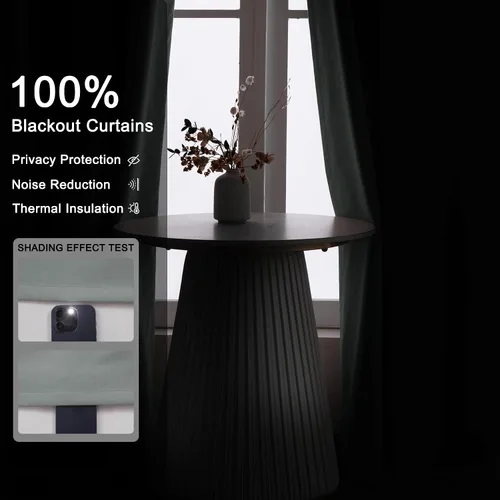 Vista 5 de Fcosie Cortinas plisadas de terciopelo 100% opacas para sala de estar, 72 pulgadas de ancho x 102 pulgadas de largo (2 paneles), cortinas con Flujo