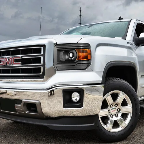 Vista 5 de DNA Motoring HL-OH-GMCS14-BK-AM Conjunto de faros delanteros con proyector lateral ámbar, carcasa negra [Para GMC Sierra 14-17]