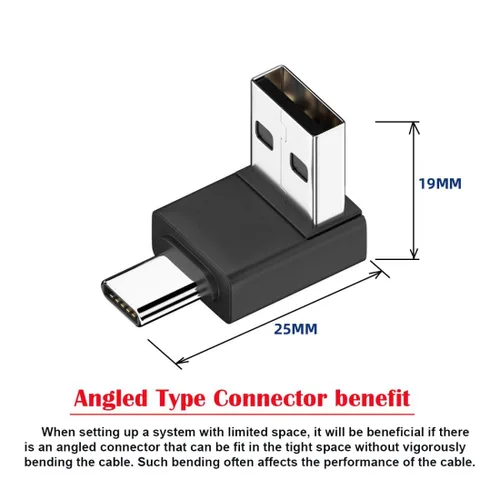 Vista 4 de chenyang Conector USB 3.0/3.1 USB C a USB 3.0 Datos 10Gbps Adaptador de carga 90 grados en ángulo abajo