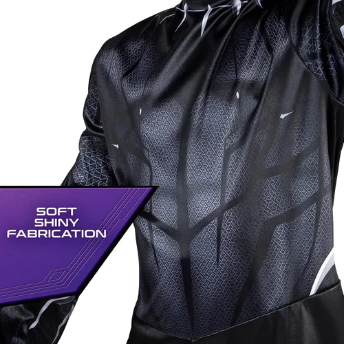 Vista 4 de Marvel Black Panther Youth Costume - Poly Jersey Jumpsuit with 3D Molded Half Mask