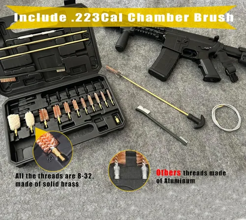 Vista 5 de Kit de limpieza de pistola Bore Baby Universal para rifle, pistola, escopeta con estuche de transporte portátil para 12Ga 20Ga .22 5.56mm .223