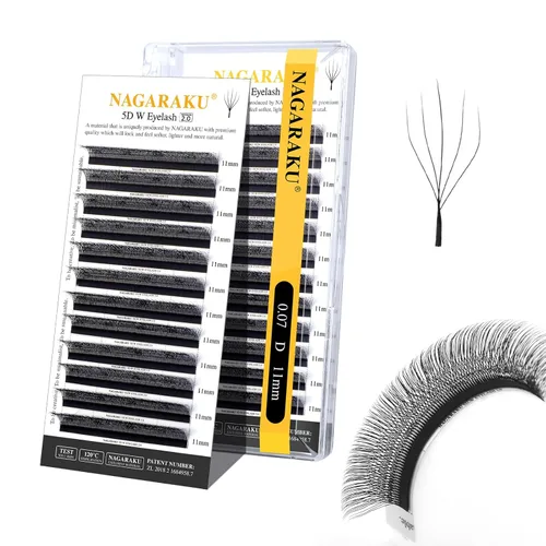 Vista 225 de NAGARAKU Extensiones de pestañas prefabricadas en abanico 3D W 0.05 C 0.315 0.05-C 3D W