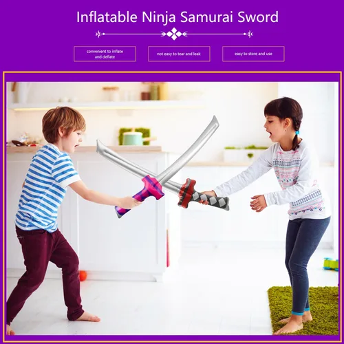 Vista 7 de Paquete de 24 espadas inflables ninja inflables, espadas Samurái, Katana inflable, para niñas y niños, temática de cumpleaños, recuerdos de fiesta