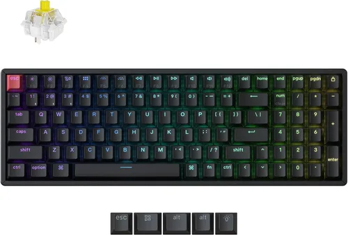 Vista 10 de Teclado mecánico Keychron K4 RGB intercambiable en caliente, teclado de computadora inalámbrico Bluetooth/USB con cable de diseño 96%