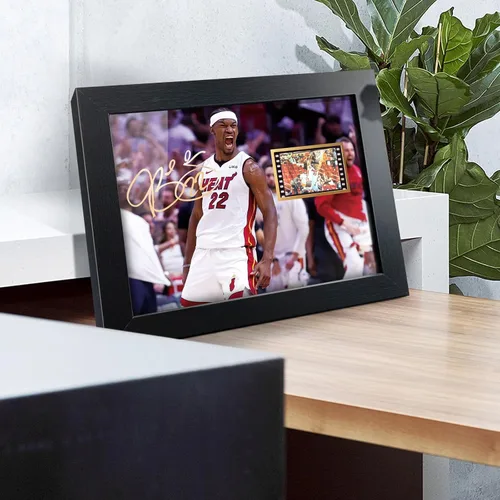 Vista 4 de sufenvera Impresión firmada de Jimmy Butler foto enmarcada con mini pantalla de película, póster para fanáticos del baloncesto, grandes regalos