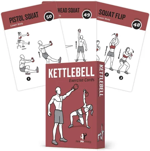 Vista 19 de NewMe Fitness Tarjetas de entrenamiento de peso corporal, baraja de instrucciones de fitness para mujeres y hombres, guía de fitness