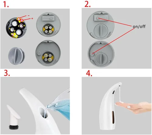 Vista 8 de Dispensador de jabón, ajustable de 4 niveles sin contacto para encimera de baño, cocina, dispensador automático de jabón con sensor de movimiento