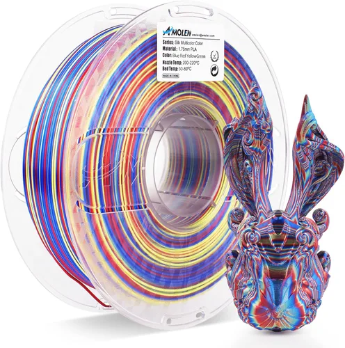 Vista 29 de AMOLEN Filamento PLA de Seda para Impresora 3D, Filamento PLA Kingfisher Rainbow Multicolor Brillante 1.75mm, Filamento de Impresión 3D PLA