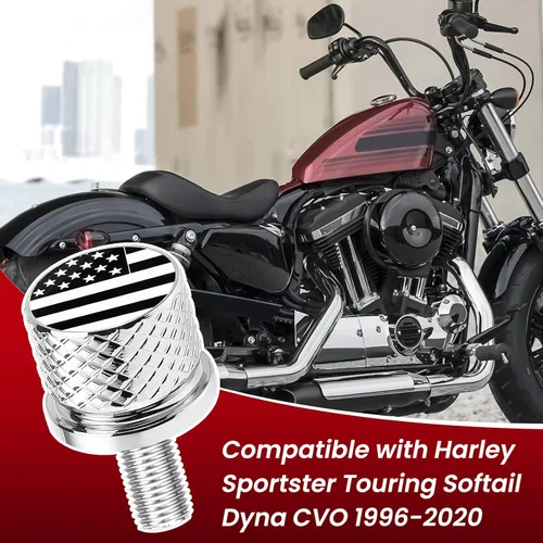 Vista 2 de Tornillo de perno de asiento de guardabarros moleteado inoxidable 1/4"-20 rosca compatible con Harley 1996-2026 Sportster Dyna Softail Touring CVO