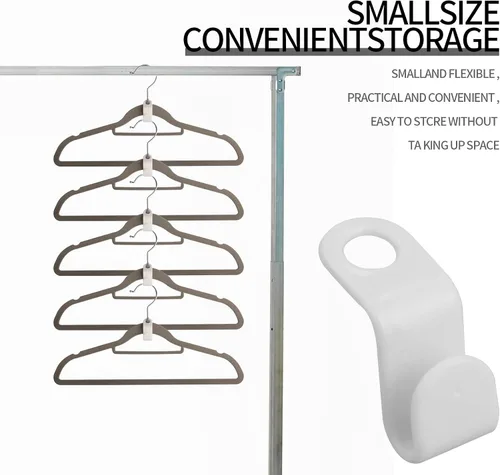Vista 2 de 50 ganchos para colgar ropa, organizador de conector de armario para ahorrar espacio (blanco)