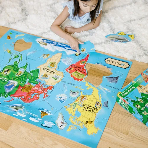 Vista 3 de Rompecabezas de mapa del mundo, 33 piezas, 2 X 3 pies de Melissa & Doug
