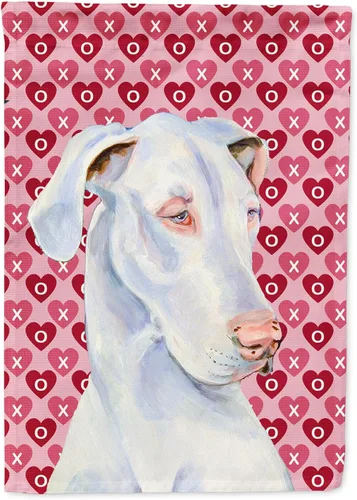 Vista 349 de Caroline's Treasures SS4484GF Bandera de jardín con diseño de bulldog inglés y corazones para el Día de San Valentín, bandera decorativa para patio