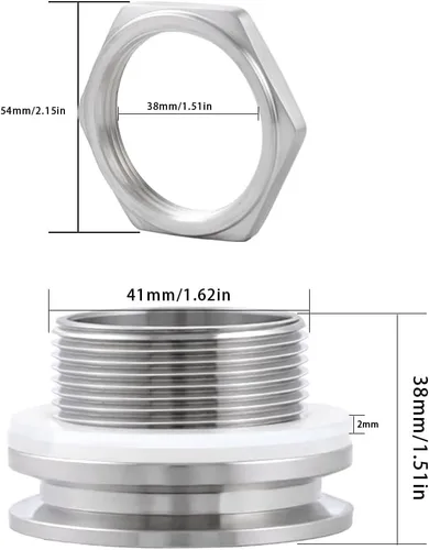 Vista 2 de 1.5" Tri Abrazadera Tabique Colocaciones de compresión, tabique sin soldadura de la caldera del brebaje casero del acero inoxidable 304