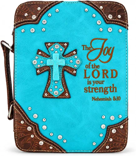 Vista 7 de Western Cross - Funda para la Biblia para mujer con correa, Escritura Nehemías 8:10 (#2 Fucsia)