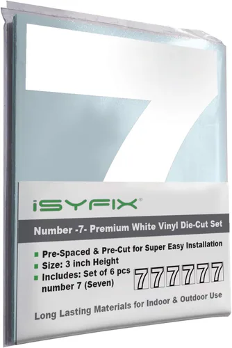 Vista 28 de iSYFIX - Calcomanías de vinilo blancas con número 0 (cero) - Juego de 6 unidades de 1.5 pulgadas autoadhesivas - Decalcomanías premium troqueladas