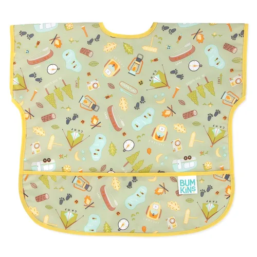Vista 9 de Bumkins - Babero de manga corta para niña o niño, para niños pequeños de 1 a 3 años, tamaño grande, esencial imprescindible para niños pequeños
