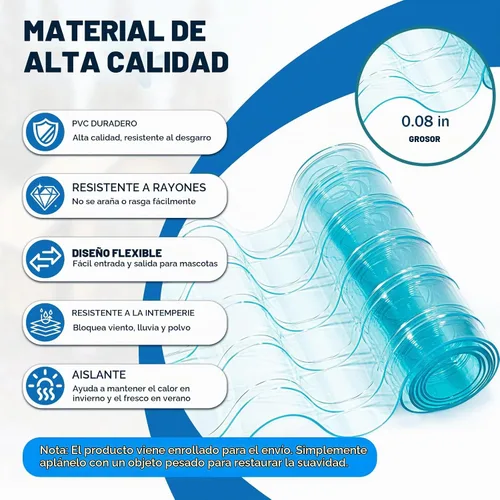 Vista 2 de Solapas de repuesto para puerta de perro de 9.8 pulgadas x 4.9 pies, tiras de vinilo transparente para caseta de perro casera o puerta de gato