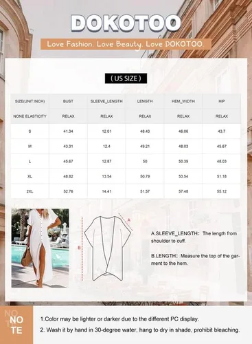 Vista 6 de Dokotoo Womens Casual Short Sleeve Side Split Button Down Long Kimonos Cardigans Swimsuit Cover Ups