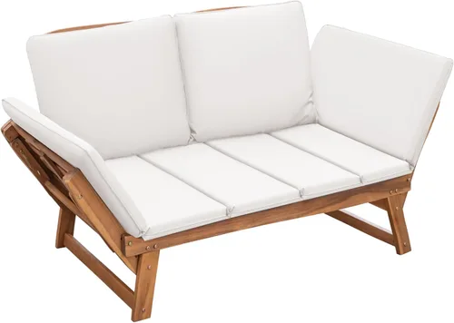Vista 7 de Devoko Outdoor Couch Acacia Wood Outdoor Sofa Balcony Furniture (White)