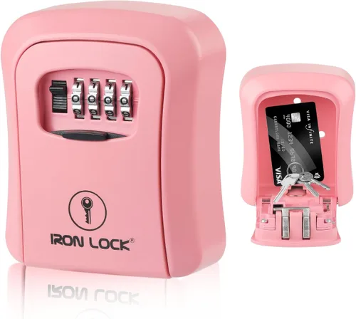 Vista 14 de Iron Lock® - Caja de bloqueo de llave pequeña para montaje en pared con código, para exteriores (negro) 10,000 resettable combos, no app or dead