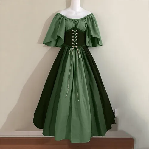 Vista 2 de Gothic Clothing Women, Gothic Dress for Women Flare Sleeve Off Shoulder Medieval Ball Gown Vintage Dresses