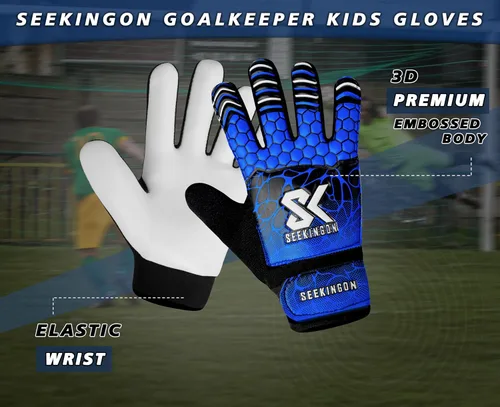 Vista 5 de Guantes de portero de fútbol para jóvenes, guantes de portero de fútbol para niños, jóvenes, niños, doble protección de muñeca a lo largo de 0.157