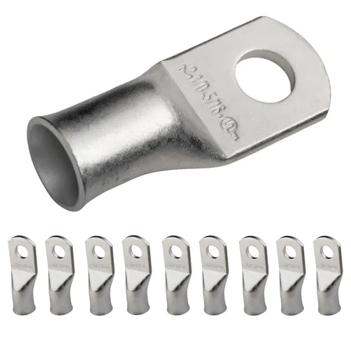 Vista 128 de SELTERM 5 piezas terminales de cable de cobre estañado 1/0 AWG perno de 1/2", extremos de cable de batería, terminales de anillo, conectores