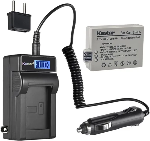 Vista 8 de Kastar LP-E5 LCD AC cargador de batería compatible con Canon LC-E5 LC-E5 LC-E5E cargador, Canon EOS Rebel XSi, EOS Rebel XS, EOS Rebel T1i, EOS