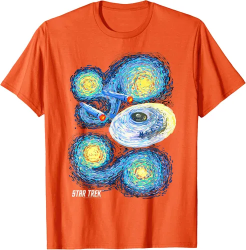 Vista 45 de Star Trek Camiseta de pintura de noche estrellada de la serie original, Negro, S