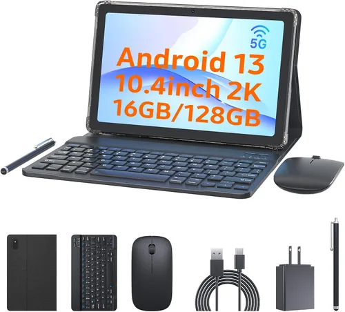 Vista 9 de NOVOJOY Tableta Android de 10 pulgadas con estuche y lápiz capacitivo con puerto USB Android 15 Tablet 2.0GHZ 2MP+8MP Cámara dual 6000mAh 12GB RAM