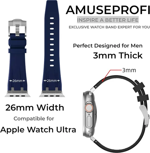Vista 3 de Apple Watch Band para iWatch Ultra Series, correa de reloj de silicona para hombres, diseño fresco, compatible con Apple Watch de 1.929 in, 1.772