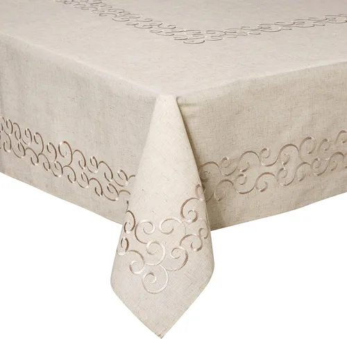 Vista 3 de SARO LIFESTYLE Swirling Collection - Mantel con diseño, 67 x 104 pulgadas, natural