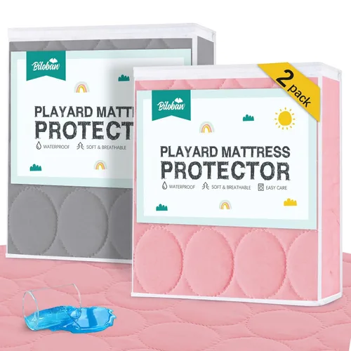 Vista 21 de Sábanas Protectoras de Colchón para Cuna Impermeables Paquete de 2, Funda Acolchada de Protector de Colchón para Cuna Ajustable para Colchón de Cama