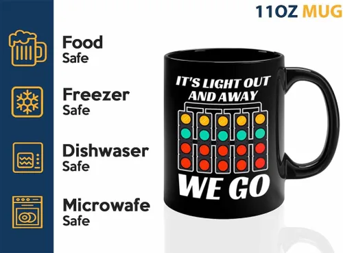 Vista 3 de Taza de café Racer de 11 onzas, color negro, con texto en inglés "It's Light Out", Fuel Speed Racer Car Guys Circuit Automotriz Racing Boy Regalos