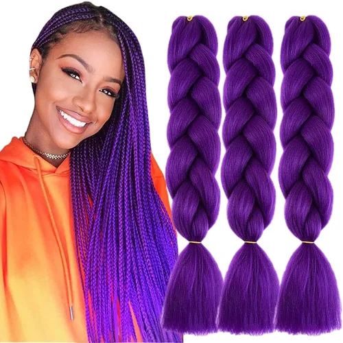 Vista 56 de 3 paquetes de extensiones de cabello sintético para trenzar de color negro a azul, tamaño jumbo ombré, de 24 pulgadas o trenzas de ganchillo