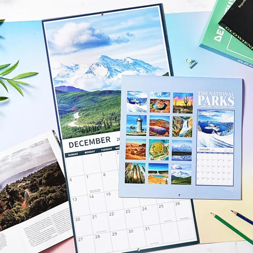 Vista 7 de Calendario 2026, calendario mensual de pared cuadrado 2026 con papel grueso, enero 2026 a diciembre 2026, 12 x 24 pulgadas (abierto), calendario
