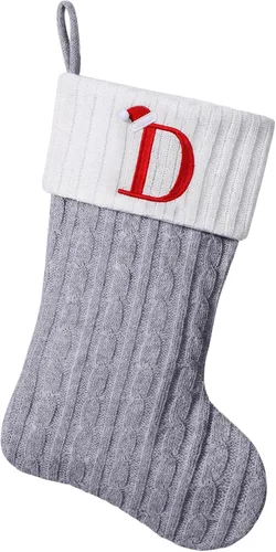 Vista 36 de Medias de Navidad personalizadas de 19 pulgadas con iniciales bordadas, medias de Navidad de punto negro para decoraciones de vacaciones familiares