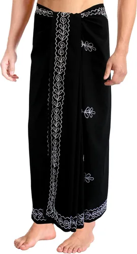 Vista 3 de LA LEELA Traje de baño de playa para hombre, casual, pareo samoano, pareo, pareo estándar, lava, vacaciones, vacaciones, verano, ropa de playa