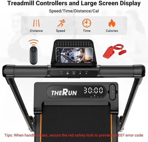 Vista 11 de THERUN Walking Pad with Handle Bar, Compact Under Desk Portable Treadmill